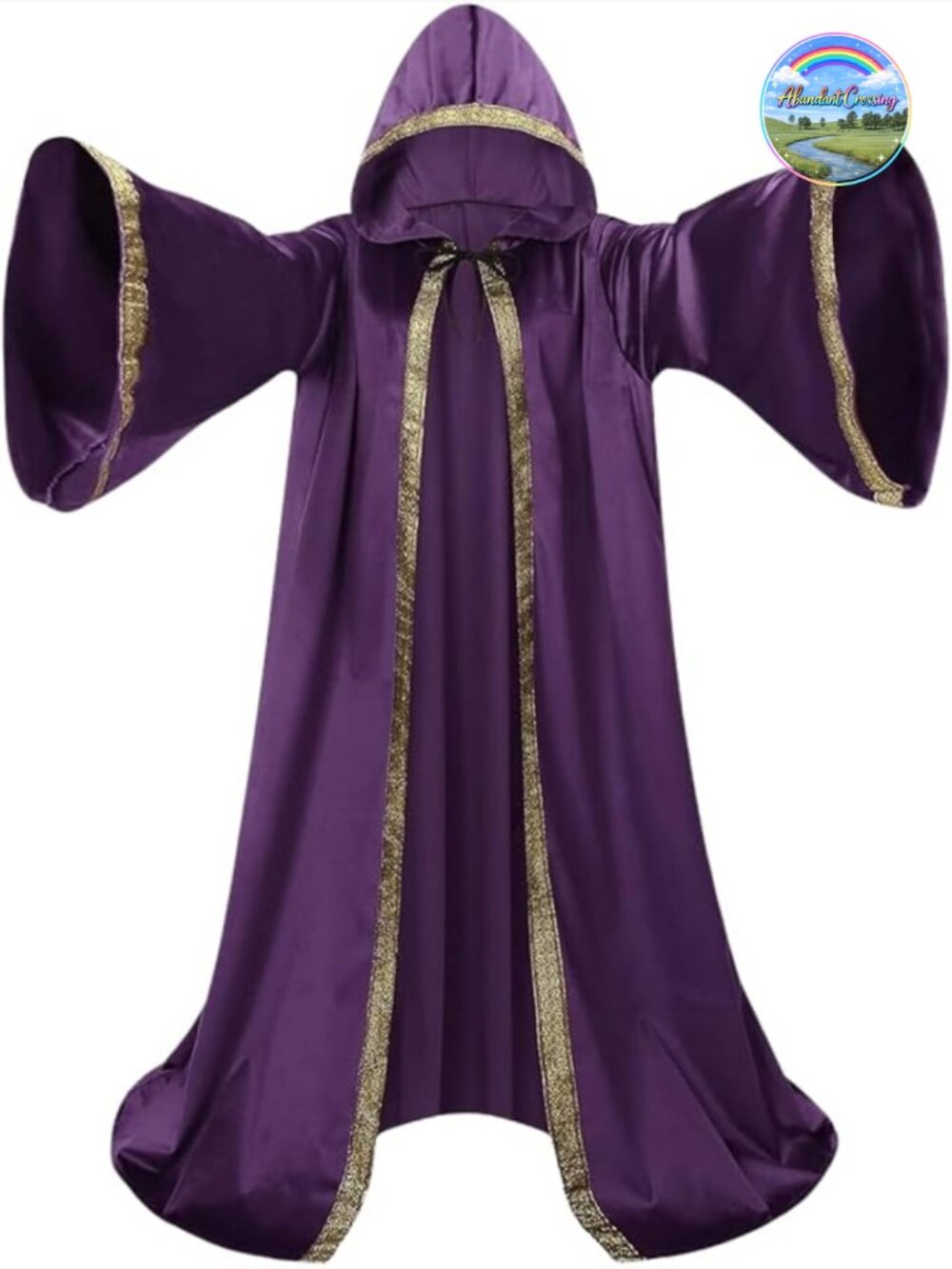 Velvet Wizard Robe with Hood and Sleeves, Halloween Cosplay Costume